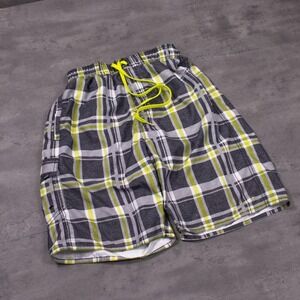 Y2K 2000's 00's Ripzone Grey Green Plaid Checkered Stripped Board Short's
